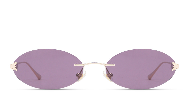 Shop EYE'M Rimless Oval Sunglasses in Gold online.