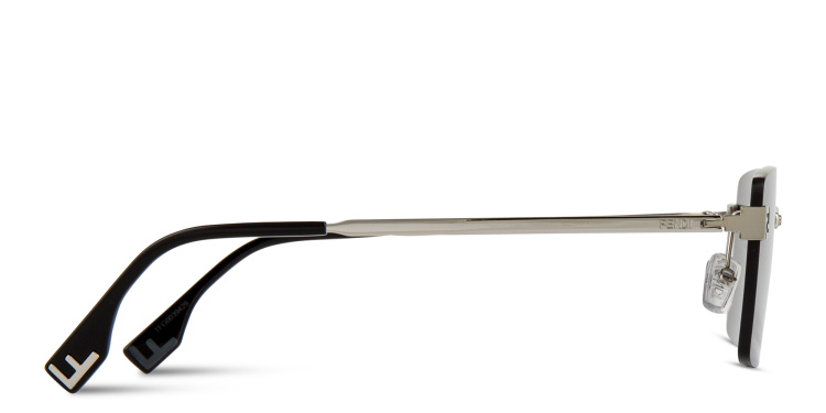 Shop FENDI Sky Rimless Rectangle Sunglasses in Silver online.