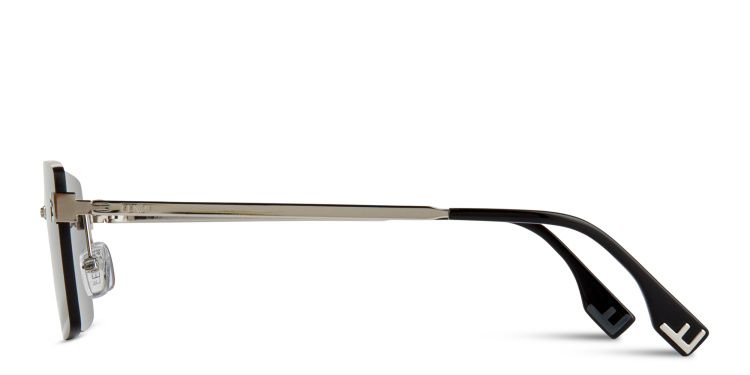 Shop FENDI Sky Rimless Rectangle Sunglasses in Silver online.