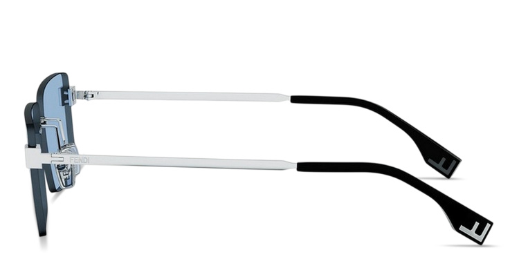 Shop FENDI Sky Rimless Rectangle Sunglasses in Silver online.