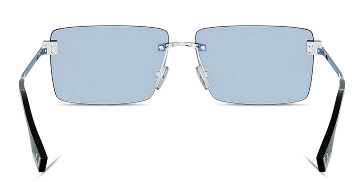 Shop FENDI Sky Rimless Rectangle Sunglasses in Silver online.