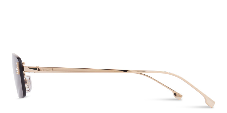 Shop FENDI Fendi First Crystals Rimless Rectangle Sunglasses in Gold online.