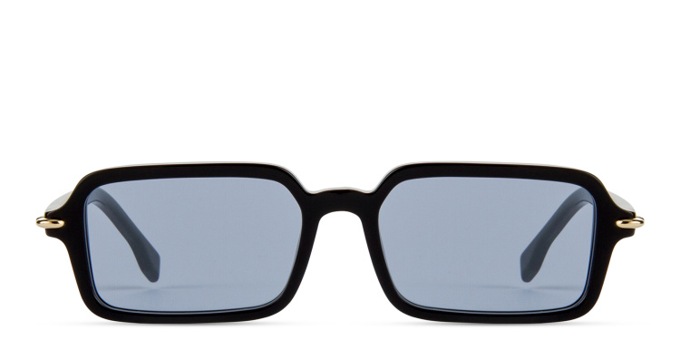 Shop FENDI Selleria Rectangle Sunglasses in Black online.