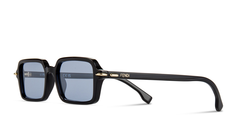 Shop FENDI Selleria Rectangle Sunglasses in Black online.