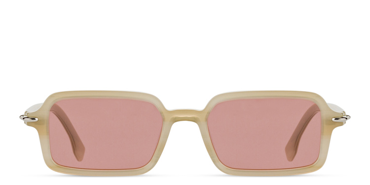 Shop FENDI Selleria Rectangle Sunglasses in Brown online.