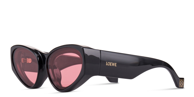Shop LOEWE Logo Signature Cat-Eye Sunglasses in Black online.
