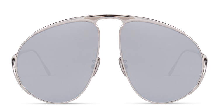 Shop LOEWE Hillock Oversized Aviator Sunglasses in Silver online.