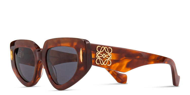 Shop LOEWE Anagram Irregular Sunglasses in Havana online.