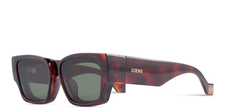 Shop LOEWE Logo Signature Unisex Rectangle Sunglasses in Havana online.