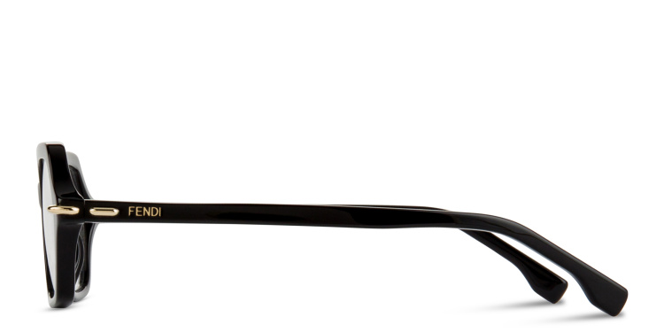 Shop FENDI Selleria Irregular Eyeglasses in Black online.