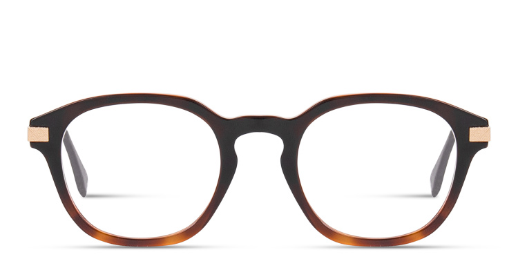 Shop FENDI Essential Round Eyeglasses in Havana online.