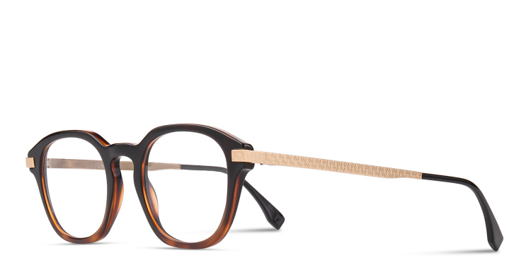 Shop FENDI Essential Round Eyeglasses in Havana online.