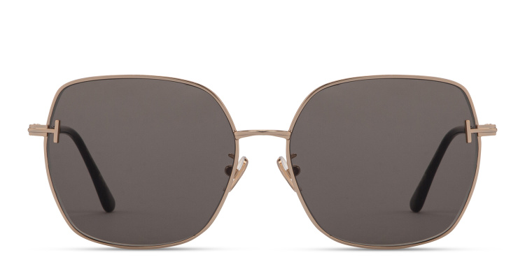 Shop TOM FORD T Logo Oversized Square Sunglasses in Gold online.