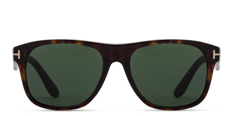Shop TOM FORD T Logo Square Sunglasses in Havana online.