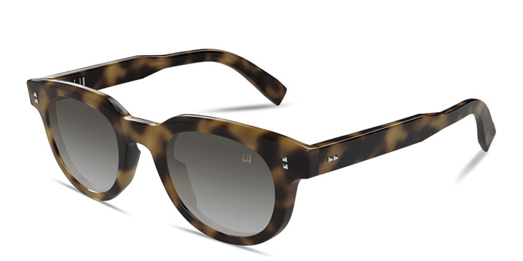 Shop Dunhill Heritage Hobnail Acetate Round Sunglasses in Havana online.