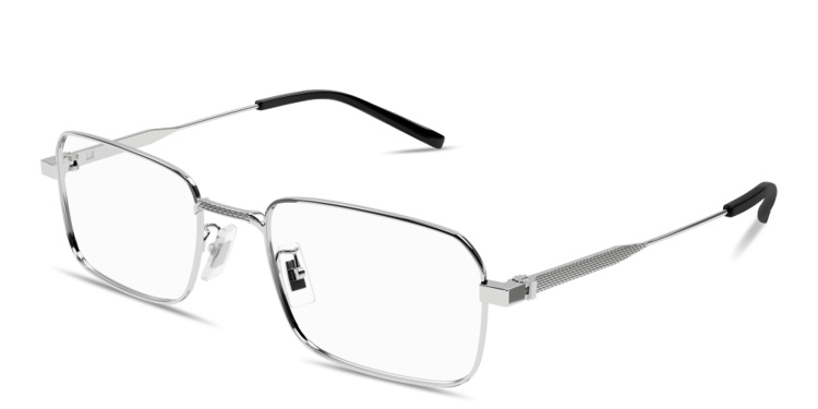 Shop Dunhill Rollagas Titanium Rectangle Eyeglasses in Silver online.