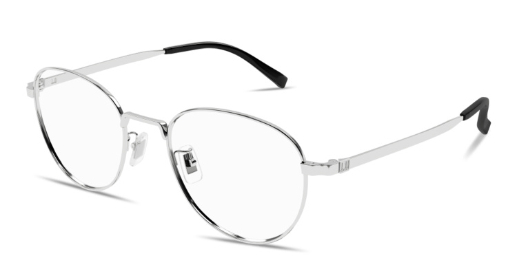 Shop Dunhill Signature Harness Panthos Eyeglasses in Silver online.