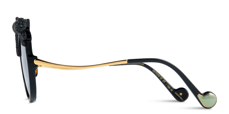 Shop ANNA KARIN KARLSSON Rose et La Roue Limited Edition Oversized Round Sunglasses in Black online.