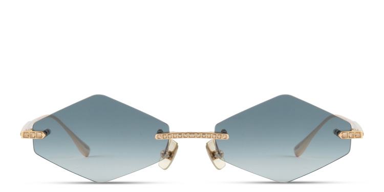 Shop ANNA KARIN KARLSSON Crystal Nest Triangle Unisex Rimless Irregular Sunglasses in Gold online.