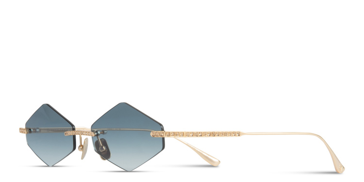 Shop ANNA KARIN KARLSSON Crystal Nest Triangle Unisex Rimless Irregular Sunglasses in Gold online.