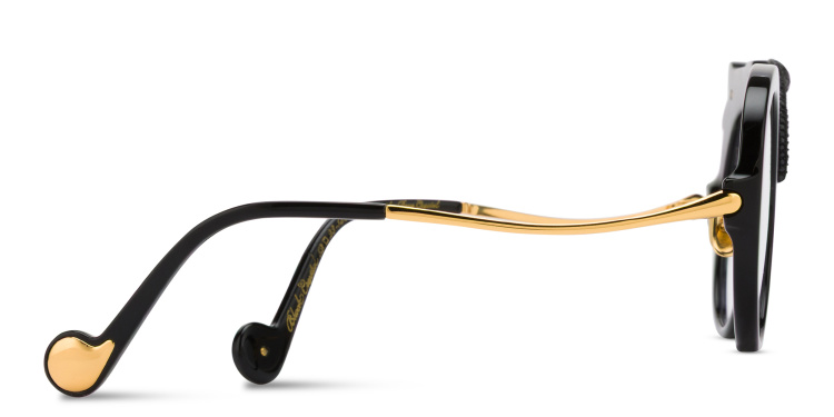 Shop ANNA KARIN KARLSSON Rose et La Roue Oversized Round Eyeglasses in Black online.