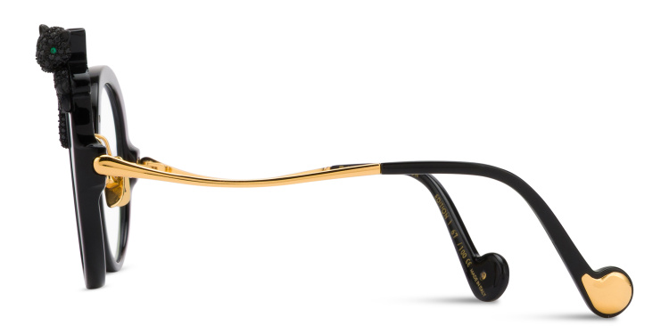 Shop ANNA KARIN KARLSSON Rose et La Roue Oversized Round Eyeglasses in Black online.