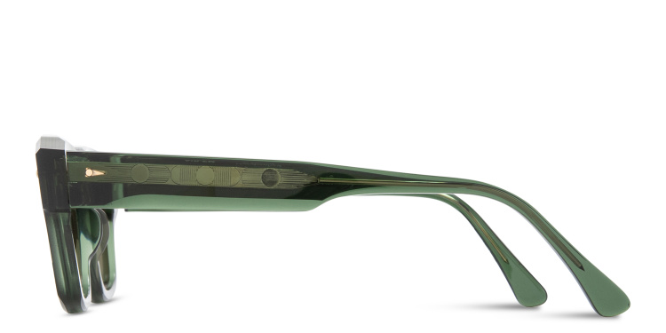 Shop AHLEM Rivoli Rectangle Sunglasses in Green online.