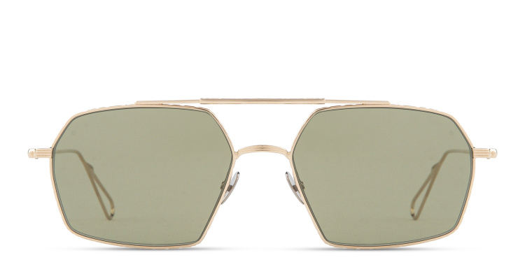 Shop AHLEM Haussmann Irregular Sunglasses in Gold online.