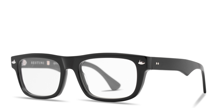 Shop SESTINI Quindici Unisex Wide Rectangle Eyeglasses with Blue Light Filter in Black online.