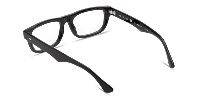 Shop SESTINI Quindici Unisex Wide Rectangle Eyeglasses with Blue Light Filter in Black online.