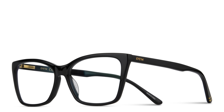 Shop EYE'M Logo Kids Cat-Eye Eyeglasses in Black online.