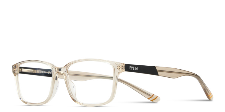 Shop EYE'M Logo Kids Rectangle Eyeglasses in Beige online.