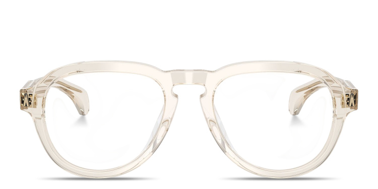 Shop Moncler Logo Signature Unisex Pilot Eyeglasses in Gold online.