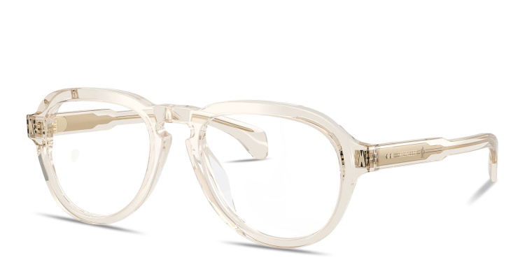 Shop Moncler Logo Signature Unisex Pilot Eyeglasses in Gold online.