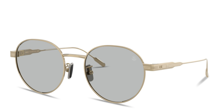 Shop Moncler Subtila Unisex Round Sunglasses in Gold online.