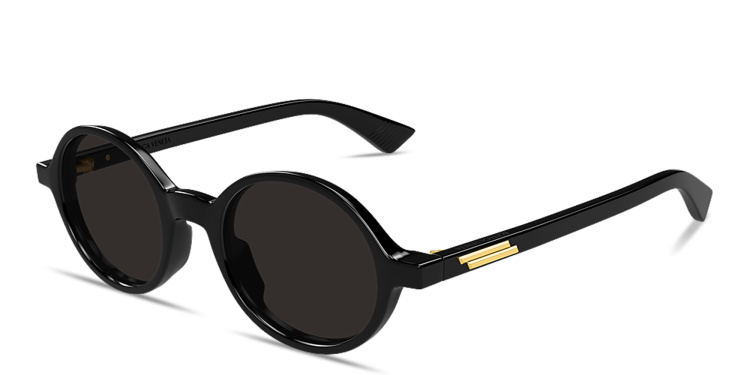 Shop BOTTEGA VENETA Classic Unisex Round Sunglasses in Black online.