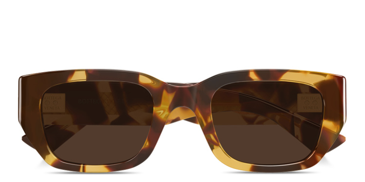 Shop BOTTEGA VENETA Intrecciato Square Sunglasses in Havana online.