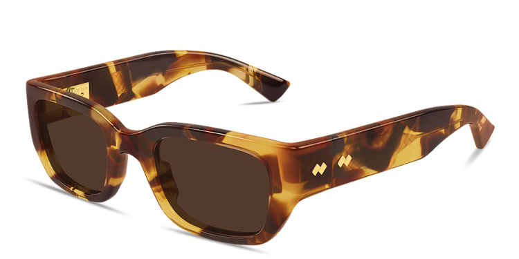 Shop BOTTEGA VENETA Intrecciato Square Sunglasses in Havana online.
