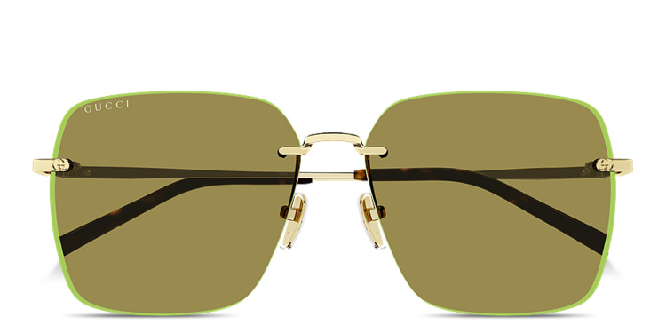 Shop GUCCI GG Oversized Rimless Square Sunglasses in Green online.