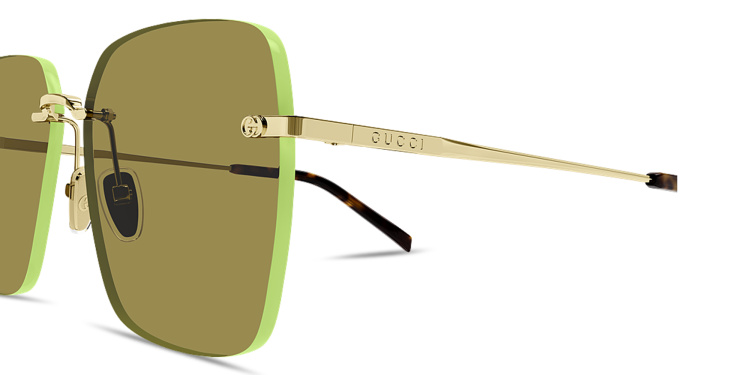 Shop GUCCI GG Oversized Rimless Square Sunglasses in Green online.