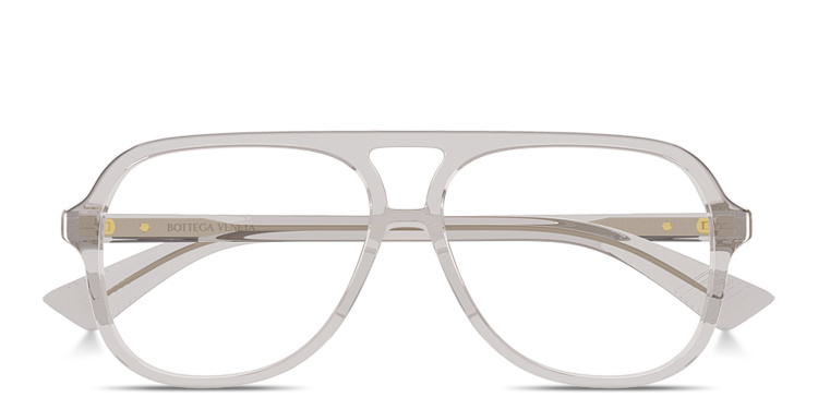 Shop BOTTEGA VENETA Ribbon Unisex Wide Pilot Eyeglasses in Grey online.