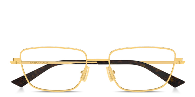 Shop BOTTEGA VENETA Logo Signature Cat-Eye Eyeglasses in Gold online.