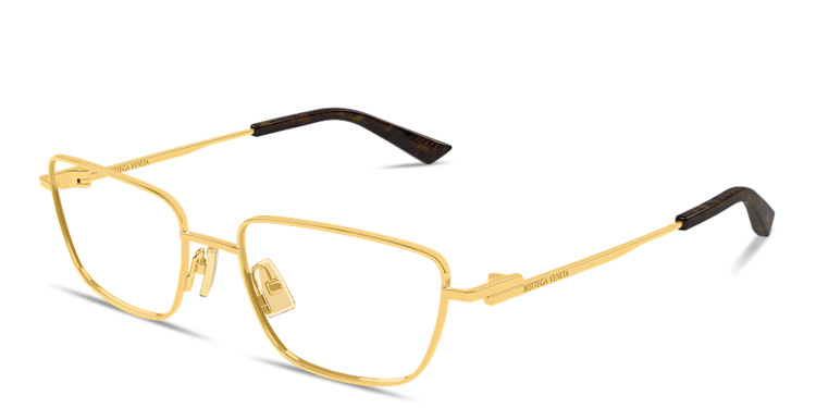 Shop BOTTEGA VENETA Logo Signature Cat-Eye Eyeglasses in Gold online.