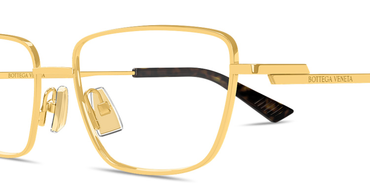 Shop BOTTEGA VENETA Logo Signature Cat-Eye Eyeglasses in Gold online.