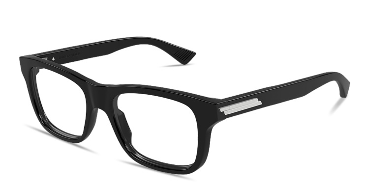 Shop BOTTEGA VENETA Ribbon Rectangle Eyeglasses in Black online.