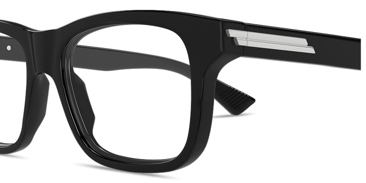 Shop BOTTEGA VENETA Ribbon Rectangle Eyeglasses in Black online.
