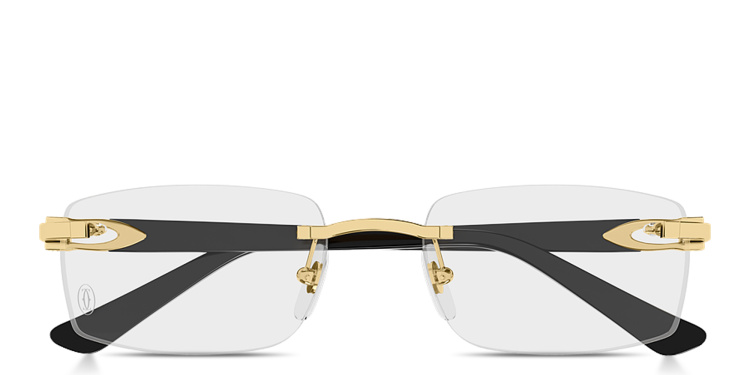 Shop Cartier Signature C de Cartier Rimless Rectangle Eyeglasses in Gold online.