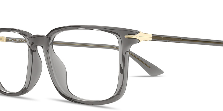 تسوق نظارات طبية مستطيلة بشعار الريشة الخاصة بالأقلام مونت بلانك بلون رمادي أونلاين.