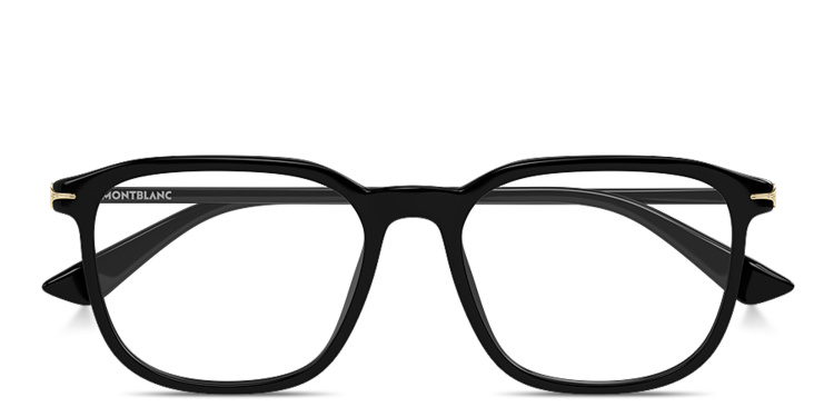 Shop MONTBLANC Nib Rectangle Eyeglasses in Black online.