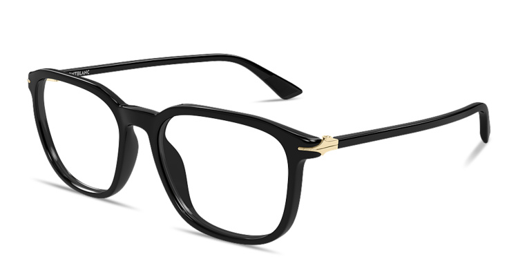 Shop MONTBLANC Nib Rectangle Eyeglasses in Black online.